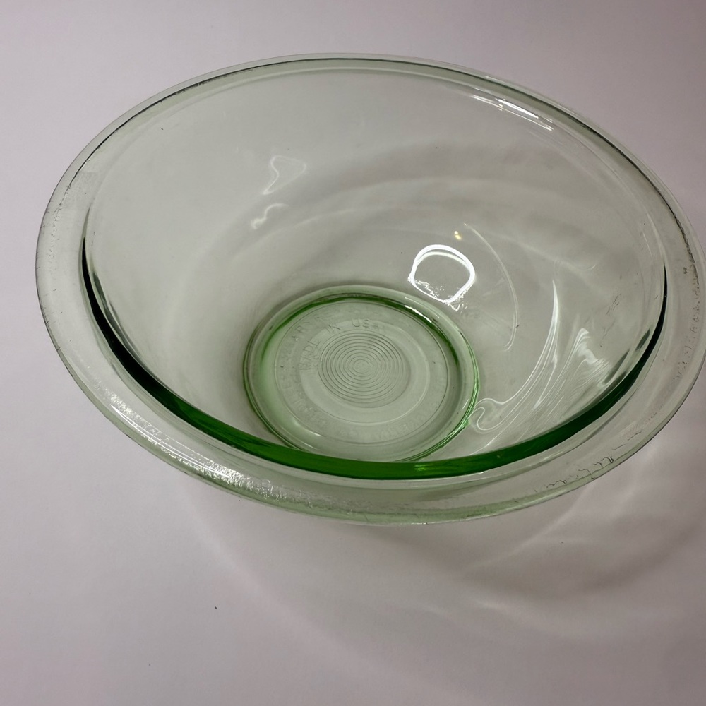 Vintage Pyrex Green Tinted Glass Bowl